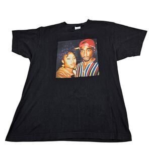 Cross Colours Tupac Shakur Graphic T Shirt Size L Black Rap Tee Hip Hop